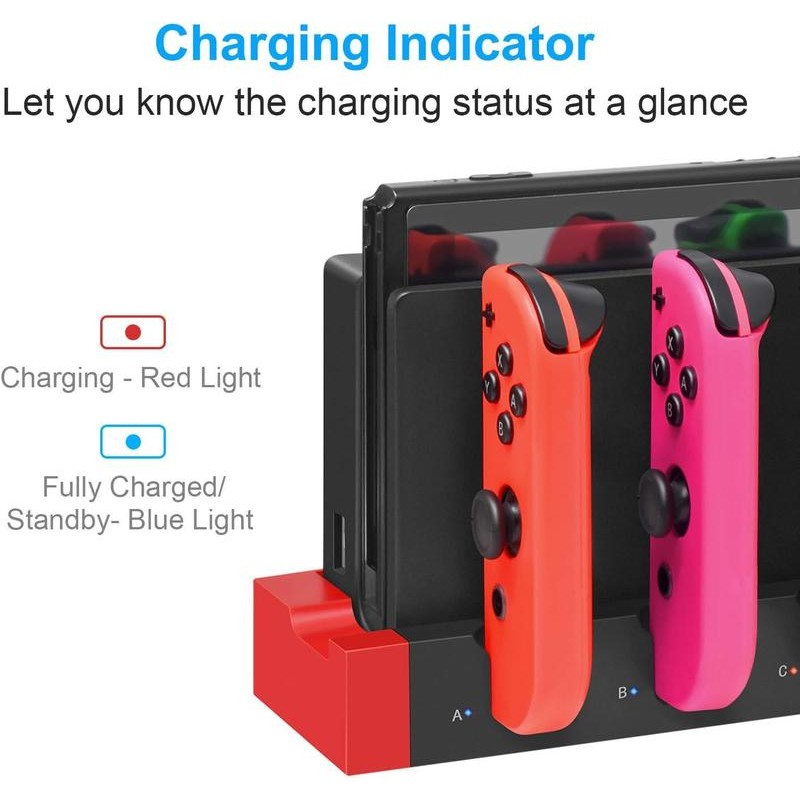Upgraded Charging Dock Station for Switch/Switch OLED, Charges Up to