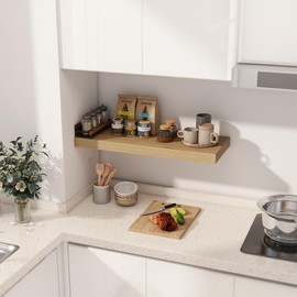 Fun Memories 30 Inch Floating Shelf, 12 Inch Deep Shelves for Bathroom, Rustic Wood Wall Shelves for Wall Decor & Storage, Wall Mounted Wood Shelf, Oak, Set of 1