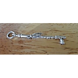 Wholesale Charms Sterling Silver 3D 34x6mm Indian Peace Pipe with feather Charm