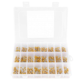 Atyhao Ceramic Capacitors, Electrolytic Capacitors, Chip Capacitors, 24 Types, Set of 1200, 10pF - 10uF, Parts Case Storage, Laminated Ceramic, 50V