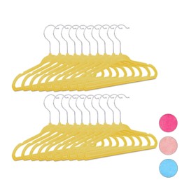 Relaxdays 20 x Children's Clothes Hangers Non-Slip Velvet Cover Soft Baby Hangers 360° Rotating Hooks Yellow