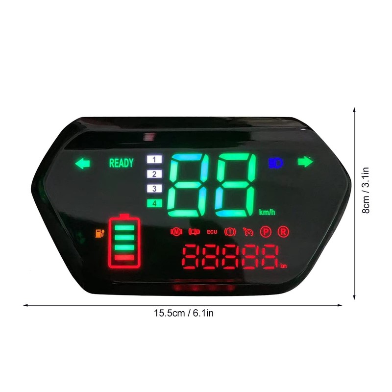 Keenso Tablero Digital para Moto, 48V/60V Odómetro para Motocicleta, Tacómetro,