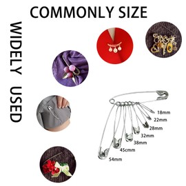 200pcs Safety Pins, 32mm Safety Pins for Clothes,Strong Nickel Plated