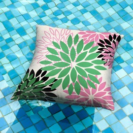 DFXSZ Green Pink Black Flower Pillow Covers 18x18 Inch Set of 2 Outdoor Throw Pillows Outdoor Waterproof Decor for Living Room Sofa Patio Funiture Garden Floral Polyester pillow covers 012B