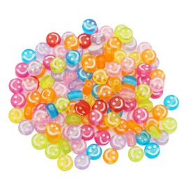 GraceAngie 300pcs Acrylic Smile Beads 7mm Happy Smile Happy Face Spacer Beads Assortment for DIY Bracelet Earring Necklace Jewelry Craft Making, Hole Size 1.6mm (Color A)