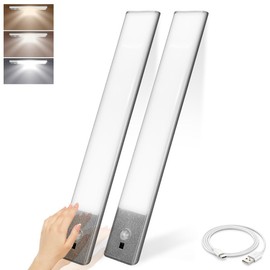 VYANLIGHT Kitchen Under Cabinet Lights - Wireless Motion Sensor LED Light Strips for Pantry, Closet, Bathroom – Rechargeable Battery Operated Cabinet Lighting with Hand Wave Sensor (2 Pack)