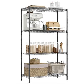 IZEUK Storage Shelving Heavy Duty 4-Tier Utility Shelves Wire Rack for Home Kitchen Office Black 1000 lbs (13.7" D x 29.5" W x 47.2" H)