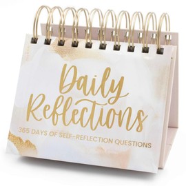 bloom daily planners Undated Perpetual Desk Easel Motivational Inspirational Standing Flip Calendar - Page a Day - (5.25" x 5.5") - Daily Mindfulness Reflection Questions