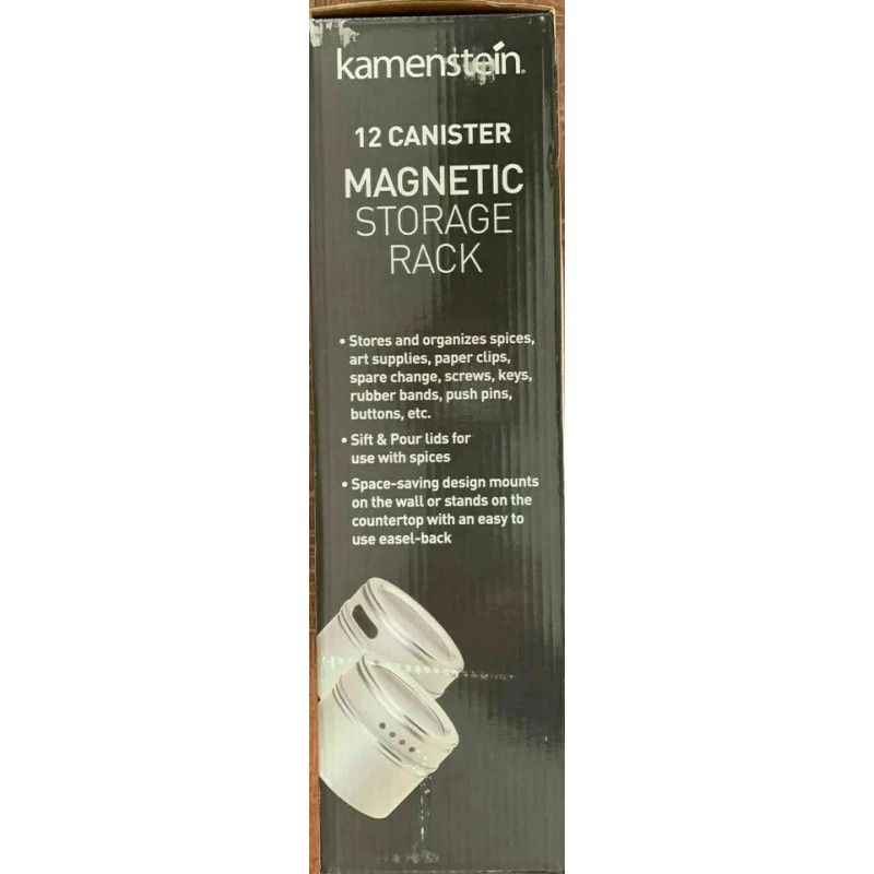 Kamenstein 12 Canister Magnetic Storage Rack Wall Mountable