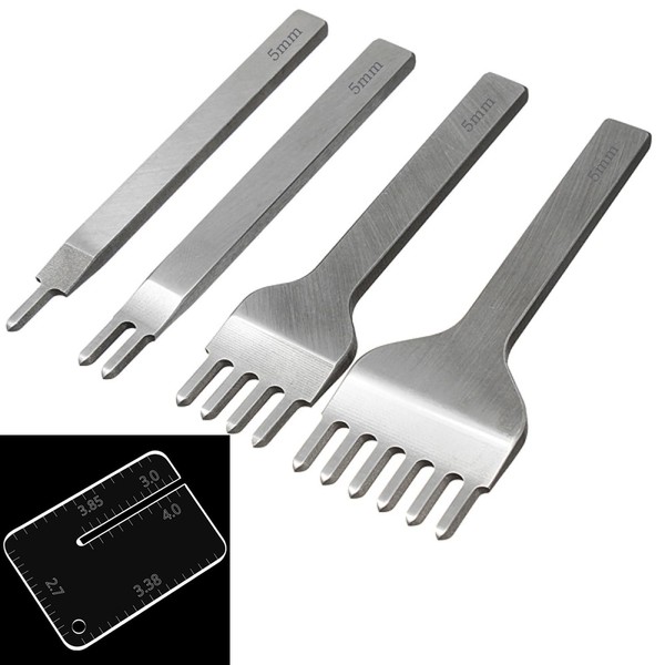 4pcs Leather Lacing Stitching Punches, BetterJonny Steel 1/2/4/6 Prong Leather