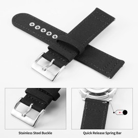 BINLUN Canvas Watch Bands Quick Release Sail Cloth Watch Straps Replacement 18mm 20mm 22mm 24mm Cotton Fabric Watchband for Men and Women with Silver/Black Buckle