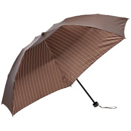 Moonbat 10482 Folding Umbrella, Striped Rain Umbrella, Simple, Men's Umbrella, Brown, Rib Length: Approx. 21.7 inches (55 cm), Braun