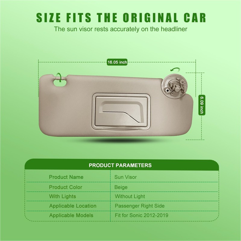 Sun Visor for Chevy Cruze 2011-2019 Sun Visor Replacement Number