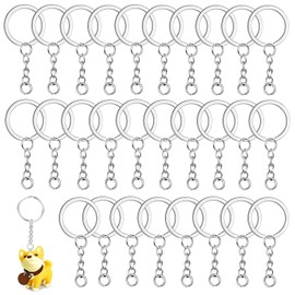 QMAY 50 pcs Key Chain Rings Kit, Split Key Ring Chain, 1"/25mm, Bulk Nickel Plated Split Key Ring with Chain and Jump Rings for Crafts and Jewellery Making, Key Chain Making, Arts & Crafts, Lanyards,DIY, Hardware Supplies