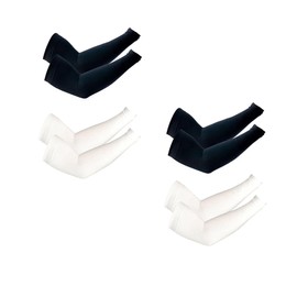 PFFY 4 Pairs UV Protection Cooling Arm Sleeves for Men and Women UPF 50 Sun Sleeve Color Black*2 + White*2
