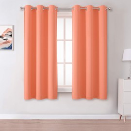 DUALIFE Burnt Coral Blackout Curtain Panels for Girls Bedroom -Coral Drapes 54 Inch Length 2 Panels Set Solid Thermal Insulated Room Darkening Curtains with Grommet 38 W x 54 L Inch