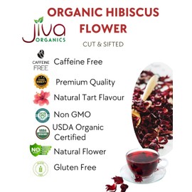 Organic Hibiscus Flowers 2 LB Jumbo Bulk Bag - 100% Pure, Cut & Sifted, Gluten Free, Non GMO, Non Irradiated, Caffeine Free, Perfect for Tea Blends, Jams, Baked Goods by Jiva Organics