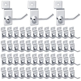 Moxweyeni 100 Pcs Heavy Duty Slatwall Panel Hooks Hanging Metal Slat Wall Hanging Hooks Silver Slat Wall Hanger Commercial Grade Slatwall Pegs Accessories for Shop Retail Display(2inch)