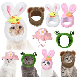 Weewooday 5 Pieces Cat Hat Cat Costume Bunny Hat with Ears Funny Banana Pineapple Cat Hat for Cats and Small Dogs Kitten Puppy Party Costume Accessory Headwear (Chic Style)