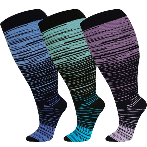 3 PCS Plus size compression socks ​knee high wide calf