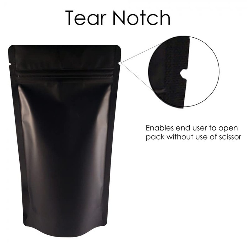 RIGHTPAK Stand Up Pouch Black Matt 25 Pieces 16cm x