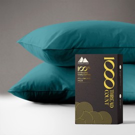 MAYFAIR LINEN 100% Egyptian Cotton Pillow Cases King - 1000 Thread Count Pillow Cases King Size Set of 2, Soft Cooling & Breathable Extra Long Staple Sateen Weave Cotton Pillow Covers for Bed - Teal