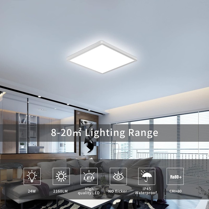 DELIPOP 6 Pack Flush Mount Ceiling Light, 12 Inch 24W