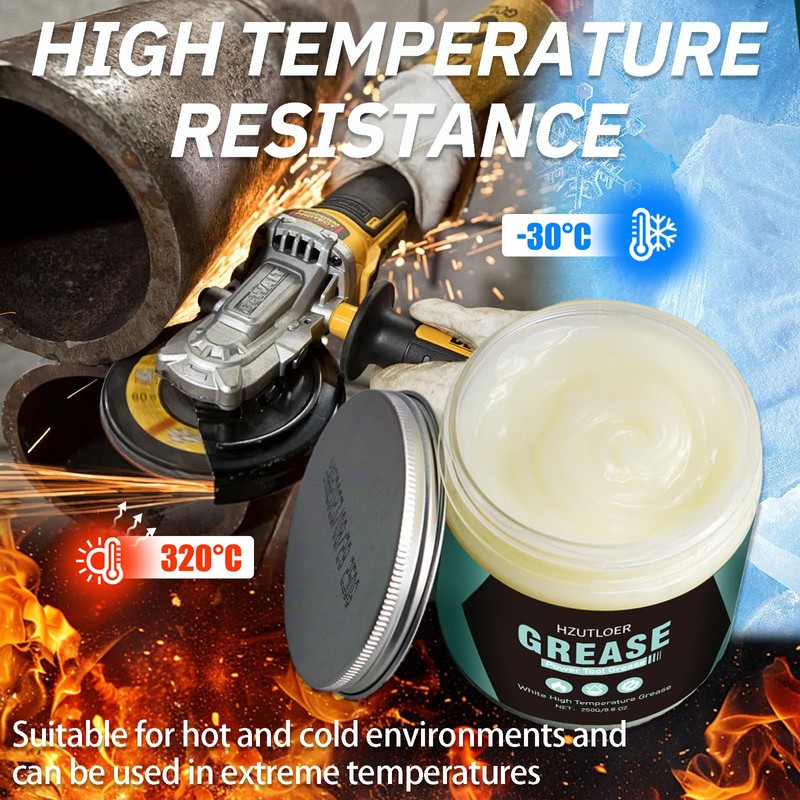 250g White Lubricating Grease,High Temperature Grease,Noise Reduction,Rustproof & Long-Lasting for