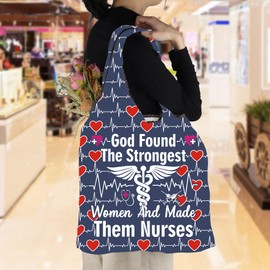 TOBGBE Nurse Christian Gifts God Found The Strongest Women and Made Them Nurses Foldable Grocery Doctor Medical Nursing Totes (Made Them Nurses F TE)