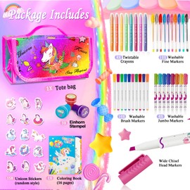 weirtoya Washable Fruit Scented Markers Stationery Set with Pencil Case, Gils Birthday Toys for 4-9 Year Old Girls, Travel Art and Craft Drawing Colouring Set for Girls