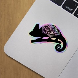 Holographic Decal Stickers of Chameleon Mandalas Flowers Premium Waterproof Vinyl Decal Stickers for Laptop Phone Accessory Helmet Car Window Mug Tuber Cup Door Wall Decoration ANDVER3f40491HO