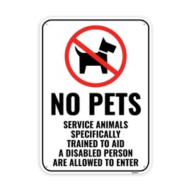 1PC No Pets Allowed Sign, 14 x 10 Inches - Aluminum - No Dogs Allowed Sign for Business - No Animals Service Support Dogs Only