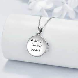 URONE Guardian Angel Locket Necklace That Holds Pictures Sterling Silver Angel Locket Pendant Birthday Christening Jewelry Gifts for Women