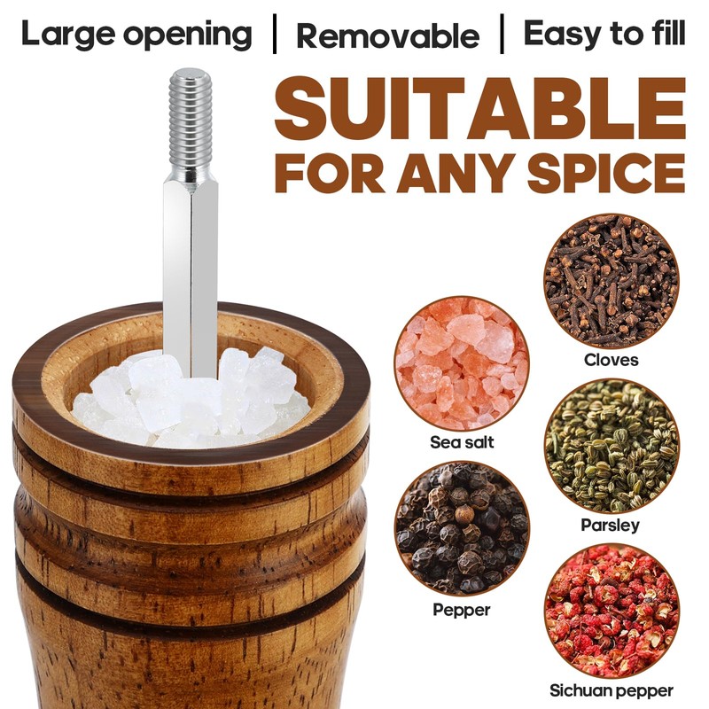 Wooden Salt and Pepper Grinder Set,2 Pcs Large 8 Inch