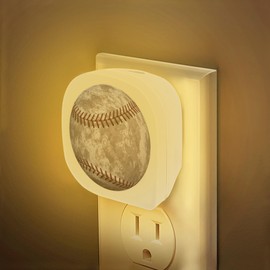 HUSITI Baseball Night Light, Ball Game Sports American Night Lights Plug into Wall Decor,Dusk to Dawn Sensor Lamp for Bedroom Bathroom Kitchen Hallway Stairway Home Decoration