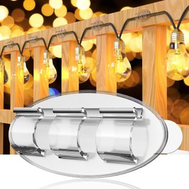 Hooks for Outdoor String Lights Clips: 60Pcs Heavy Duty Light Hooks with Waterproof Adhesive Strips, Adhesive Hooks, Outdoors Sticky Clips, Outside Clear Cord Holders for Hanging Christmas Lighting