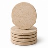 4" Natural Travertine Stone Coasters Set of 4,Round Stone Cup