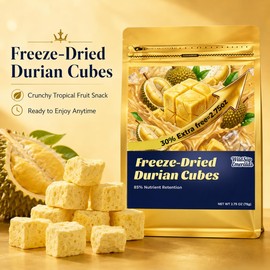 WildSap Emeralds Freeze Dried Durian (78g/2.75 Oz) - Crispy Tropical Durian Fruit Snack for Snacking, Desserts, Toppings & Travel