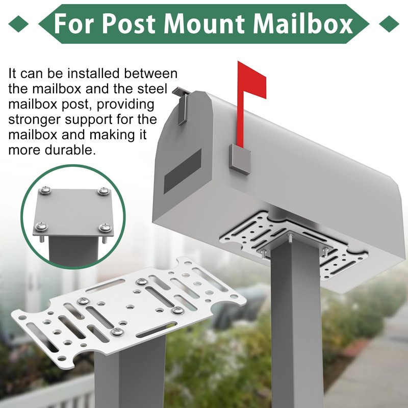 Mailbox Mounting Bracket, Universal Mounting Adapter Plate fits on 4x4