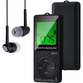 Personal Portable Radio AM/FM, Digital Tuning Volume with Earphone Rechargeable Battery AM FM Stereo Portable Radio for Walking, Mowing, Jogging