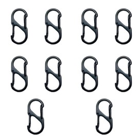 Pack of 10 Carabiner Hooks, S Carabiner, Mini Black for Outdoor, Camping, Home, Hiking or Travel