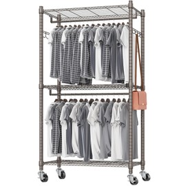 Himimi Rolling Clothes Rack, Clothing Racks for Hanging Clothes, Heavy Duty Garment Rack with Wheels, Freestanding Portable Closet Organizer 35.5" W x 16.5" D x 80.7" H, Max Load 400 lbs, Grey