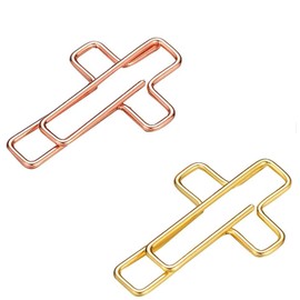 YTgilo 40PCS Cross Paper Clips Bible Study Accessories Diary Supplies Gold and Rose Gold Metal Cartoon Shaped Paper Clips Office Bookmarks