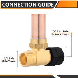 HeSun 1-Pack Toilet Water Hammer Arrestor, 7/8" Female Ballcock Nut X 3/4" Male Thread, with Copper Hammer Arrestor for Reducing Banging Noise