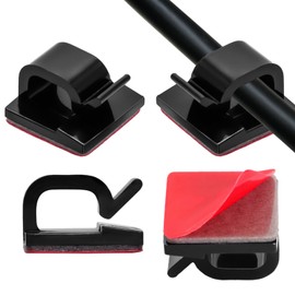 100 Pcs Cable Clips Black Adhesive Cable Organizer Strong Cord Wire Holders Small Hooks Cord Management Clip for Office Home Desk Wall Car TV Computer Decorations Hanging