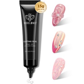 Modelones 3D Gel Nail Art, 15 g, 4 in One Sculpture Nail Gel Multifunctional for Nail Rhinestone Charms Glue Chrome Nail Powder Nail Carving DIY Nail Design