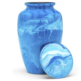 Eternal Harmony Cremation Urn for Human Ashes | Memorial Urn Carefully Handcrafted with Elegant Finishes to Honor Your Loved One | Adult Urn Large Size with Beautiful Velvet Bag (Blue, Blue Milo)