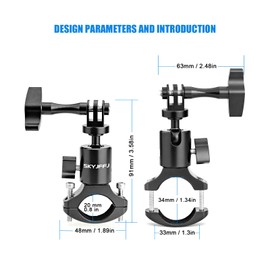 SKYJFFJ Ball Head Gimbal Camera Bike Handlebar Mount for Gopro Hero 13 12 11 10 9 8,360 Degree Rotating Aluminium Bicycle Motorcycle Mount DJI Osmo Insta360 AKASO and Other Action Camera Accessories