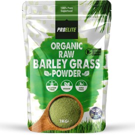PROELITE Organic Barley Grass Powder 1KG / 1000g - Certified Organic Grown in EU - 100% Raw Natural Gluten Free Superleaf Superfood Powder for Smoothies & Juices PROELITE