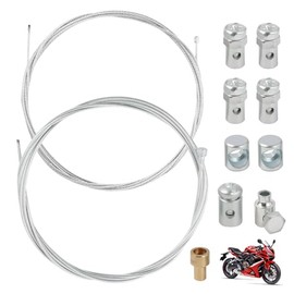 2 m Universal Motorcycle Cable Repair Kit, Universal Gas and Clutch Cable, Universal Motorcycle Throttle Cable, Universal Bicycle Gear Cable Set, with 9 x Nipple Universal Bicycle Gear Cable Set